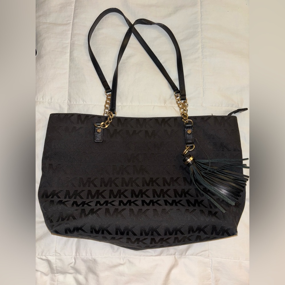 Michael Kors Black and Gold Logo Tote
